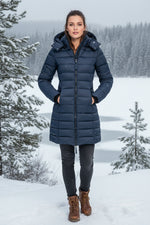 Women's Hooded Quilted Zip-Front Long Sleeve Puffer Jacket