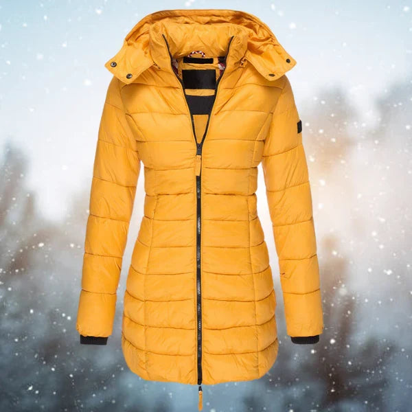 Women's Hooded Quilted Zip-Front Long Sleeve Puffer Jacket