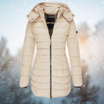 Women's Hooded Quilted Zip-Front Long Sleeve Puffer Jacket
