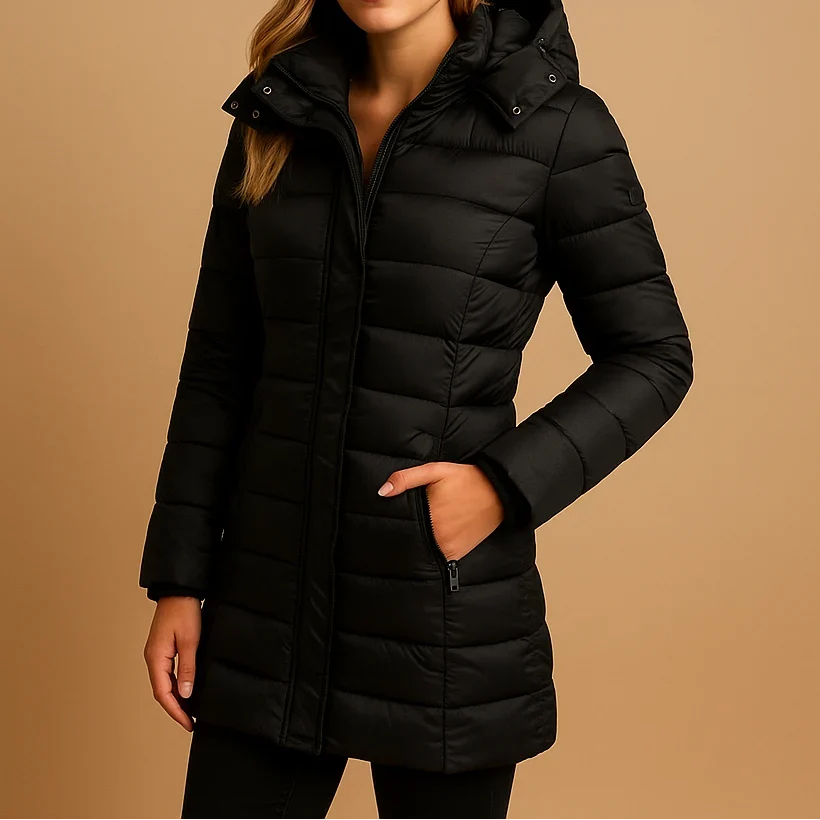 Women's Hooded Quilted Zip-Front Puffer Jacket