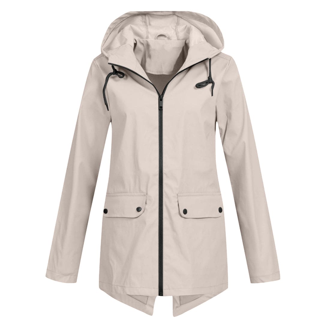 Women’s Hooded Zip Closure Windbreaker Rain Jacket