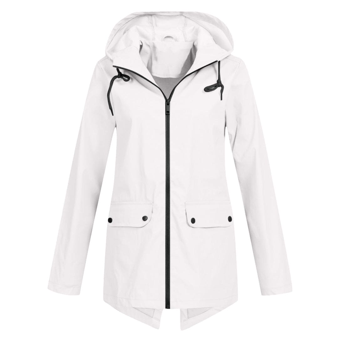 Women’s Hooded Zip Closure Windbreaker Rain Jacket