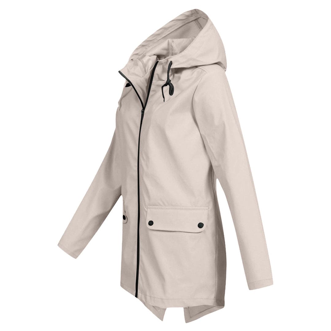 Women’s Hooded Zip Closure Windbreaker Rain Jacket