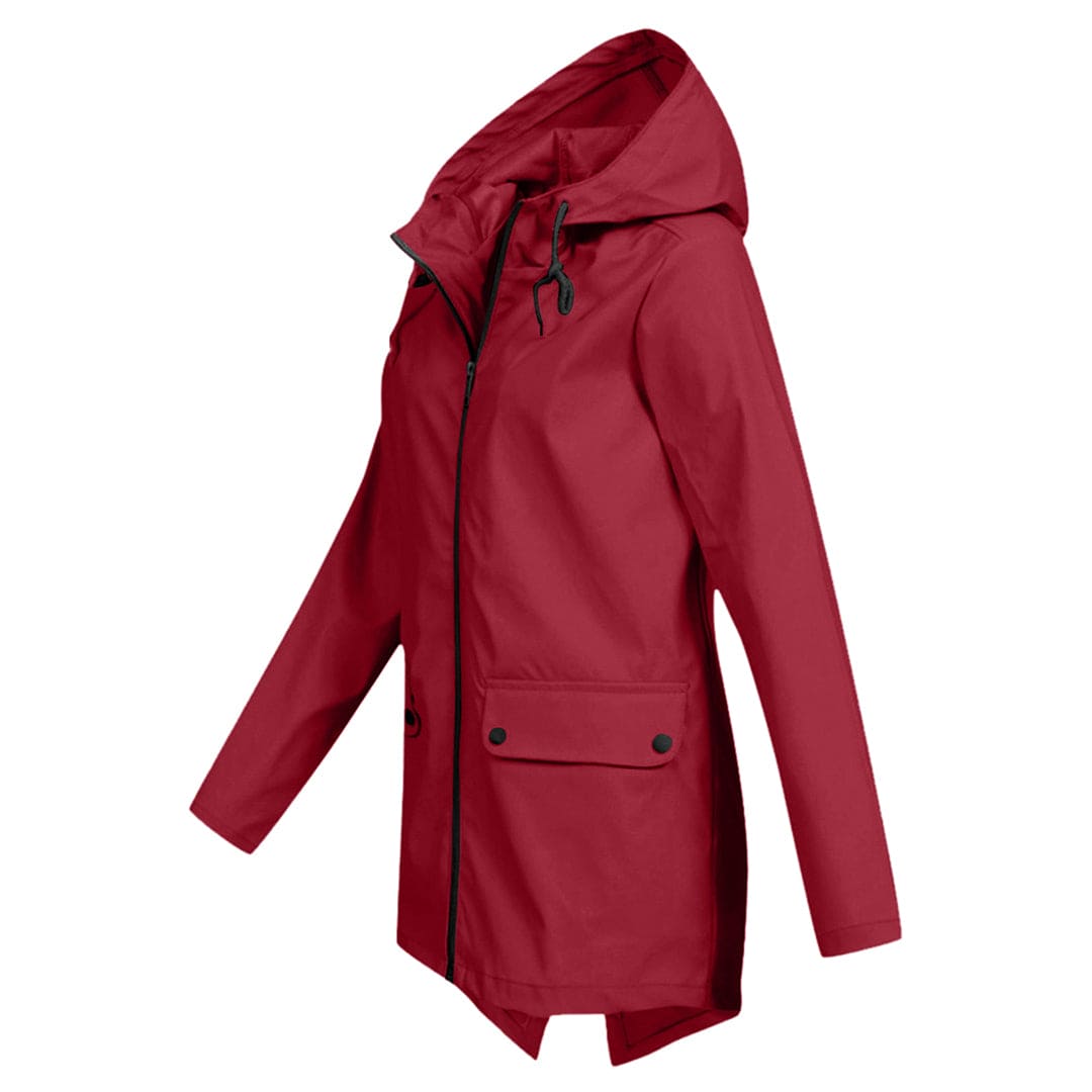 Women’s Hooded Zip Closure Windbreaker Rain Jacket