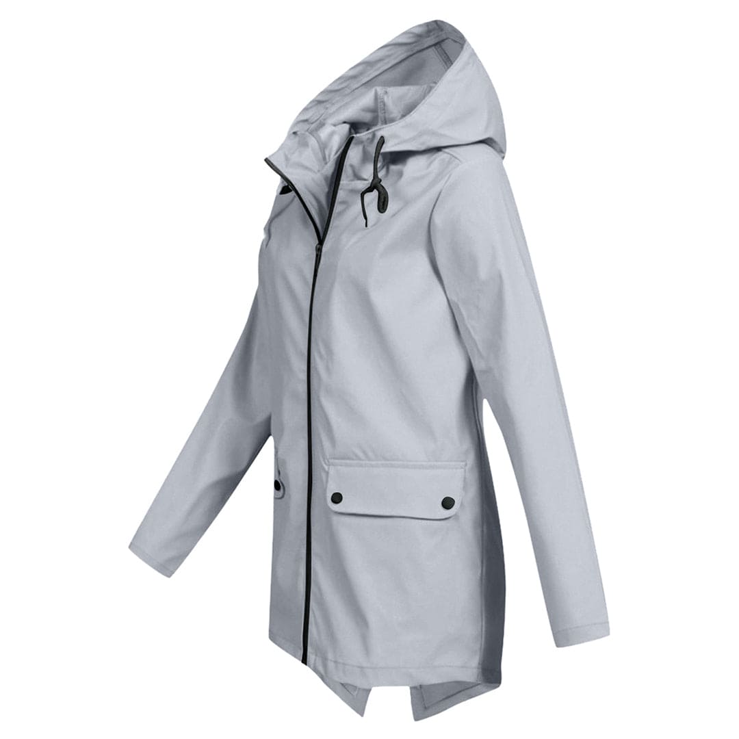 Women’s Hooded Zip Closure Windbreaker Rain Jacket