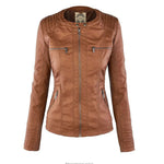 Women's Hooded Zip-Front Motorcycle Leather Jacket
