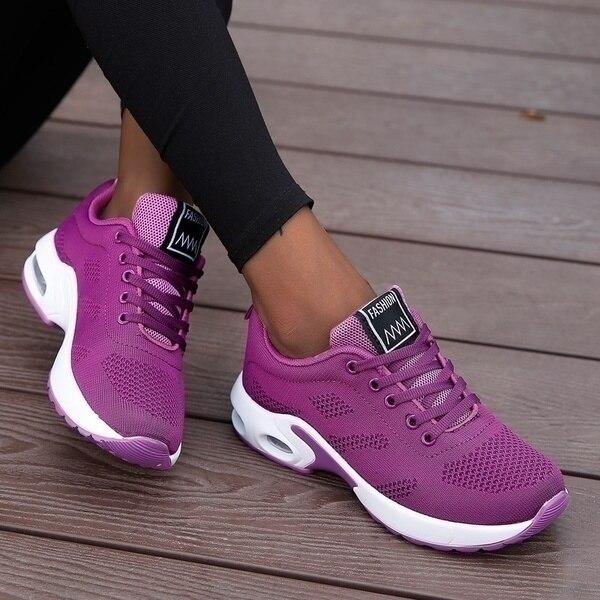 Women’s Knit Mesh Running Lace Up Sneakers