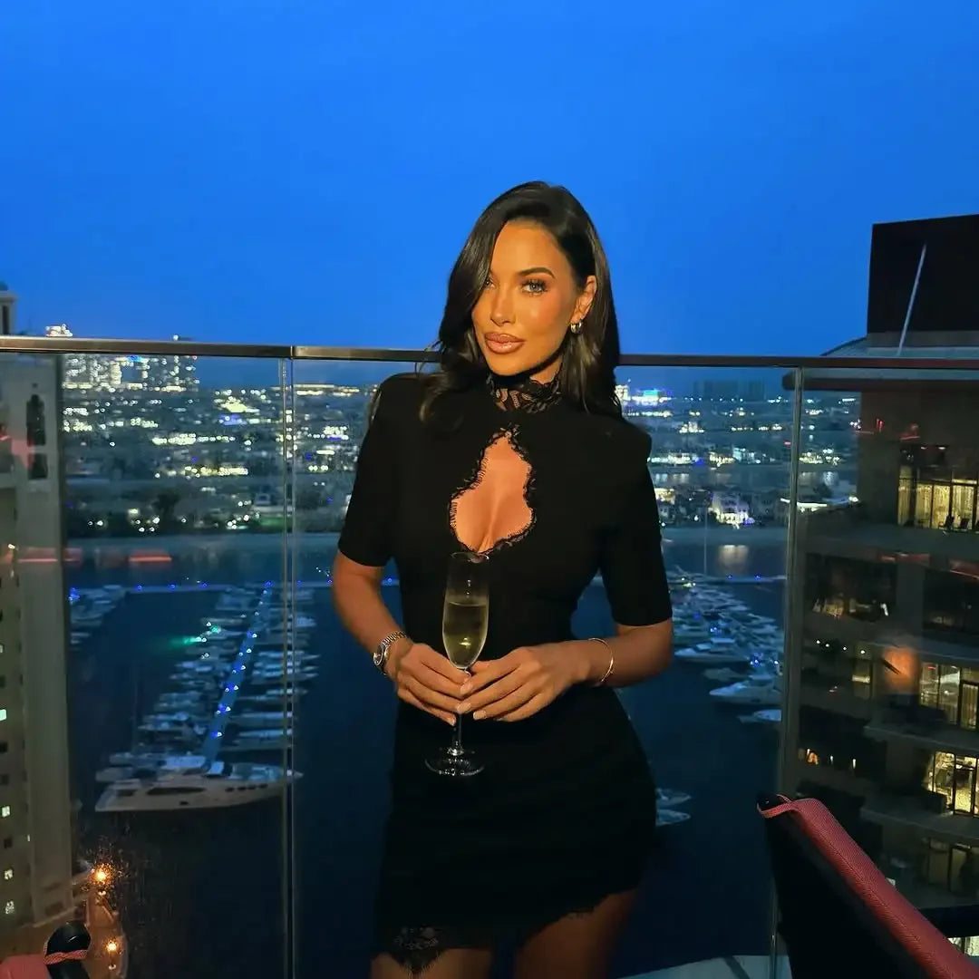 Women’s Lace High Neck Mini Party Dress