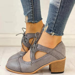 Women’s Lace-Up Mary Jane Block Heel Pumps