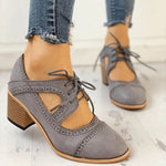 Women’s Lace-Up Mary Jane Block Heel Pumps