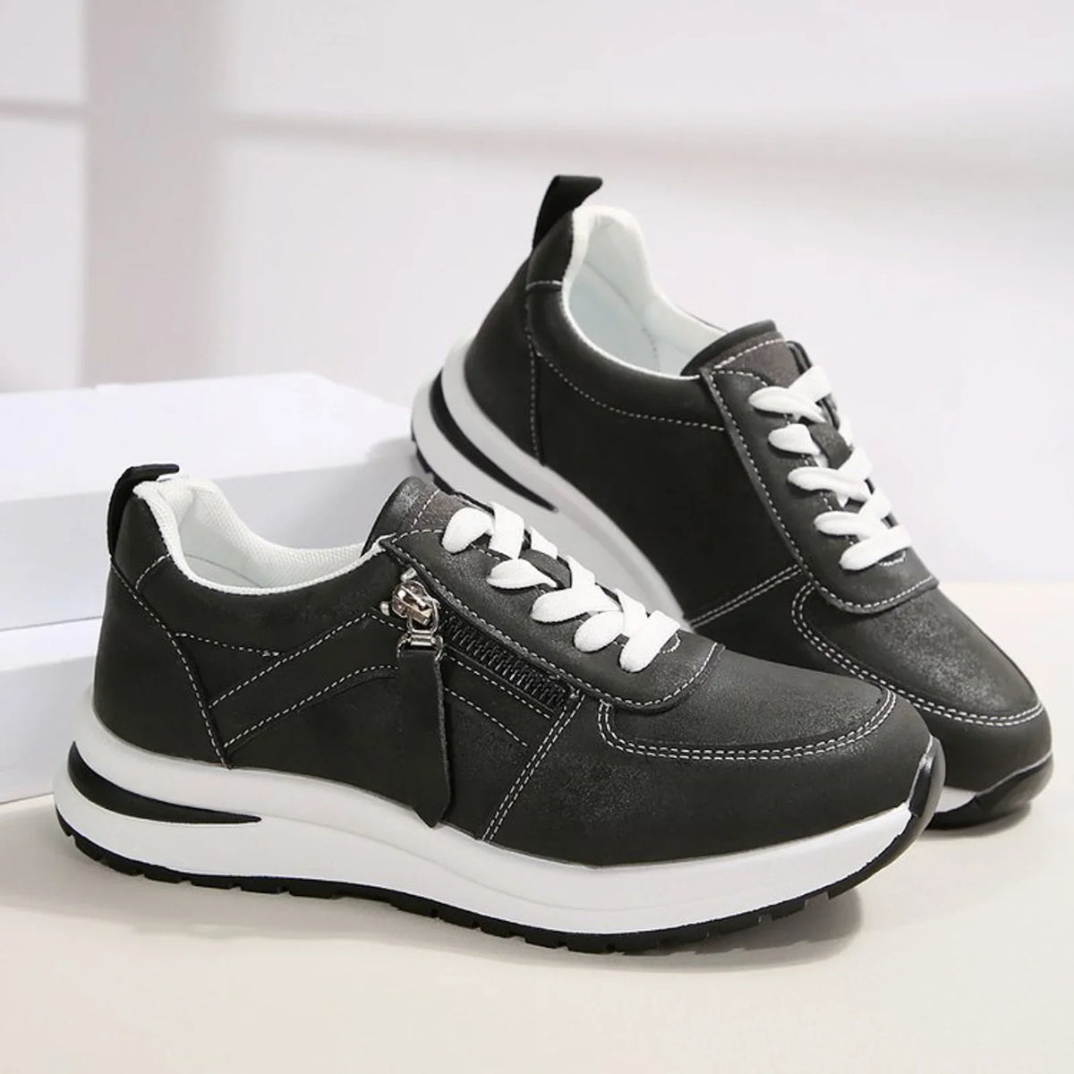 Women’s Lace Up Side Zipper Platform Sneakers