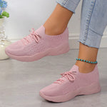 Women’s Lace Up Textured Upper Thick Sole Shoes