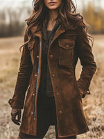 Women's Lapel-Collar Long Sleeve Coat