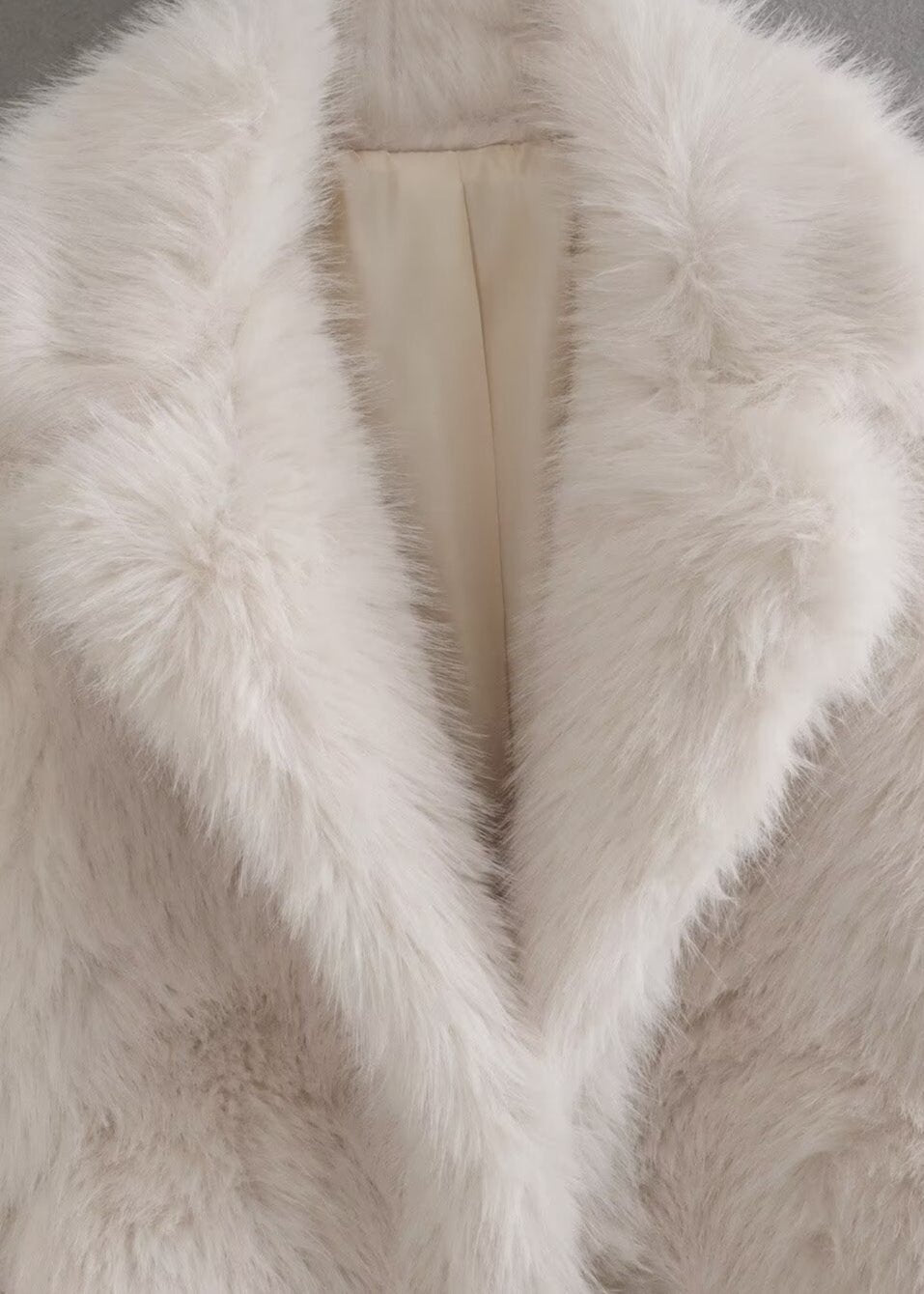 Women's Lapel Collar Long Sleeve Faux Fur Coat