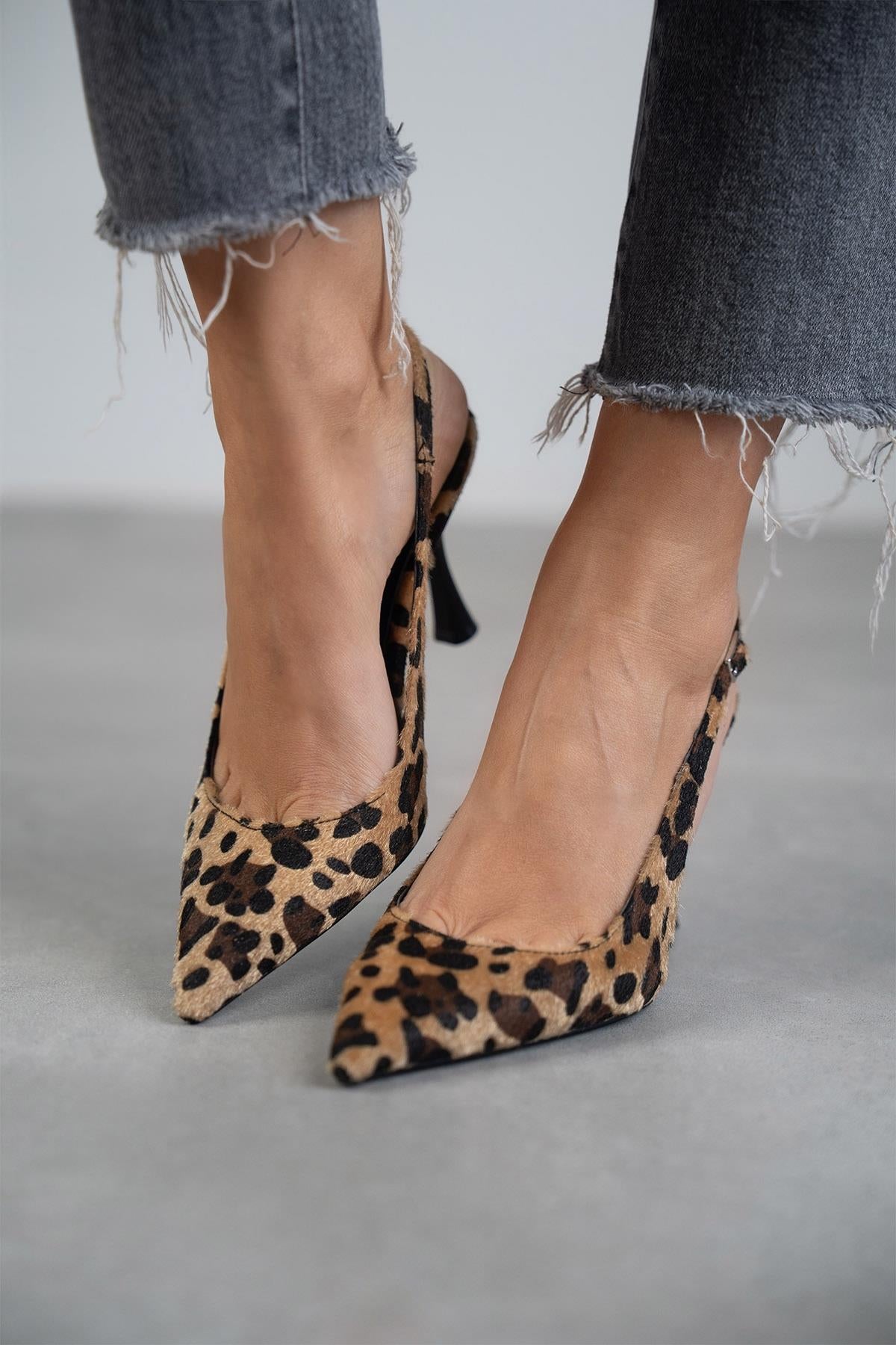 Women’s Leopard Print Slingback High Heel Pumps