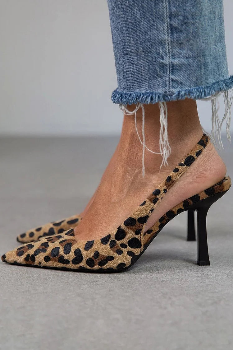 Women’s Leopard Print Slingback High Heel Pumps