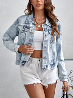 Women’s Light Wash Button Front Denim Jacket