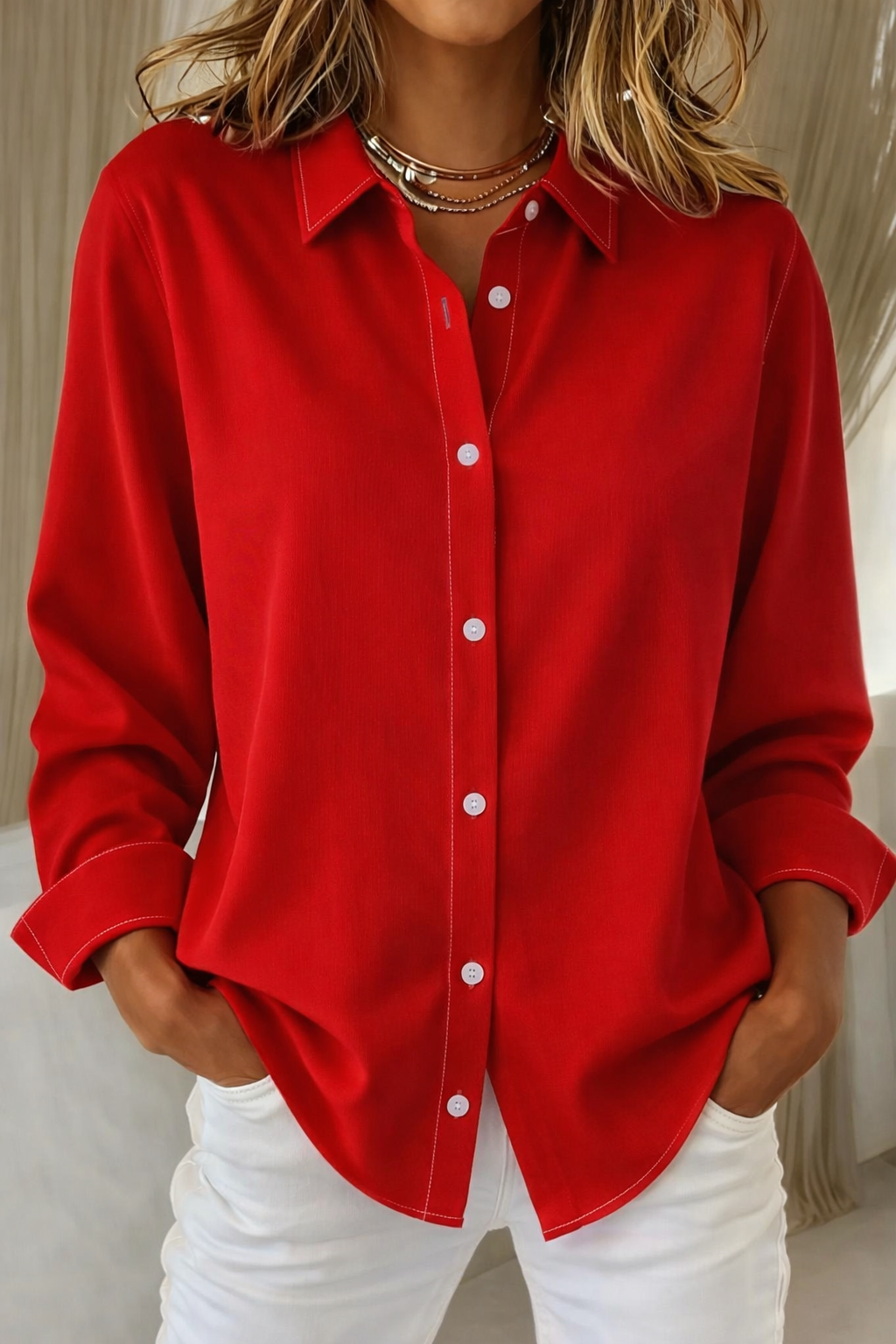 Women's Long Sleeve Button Down Blouse
