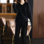 Women’s Long Sleeve Collared Knit Lounge Sweater