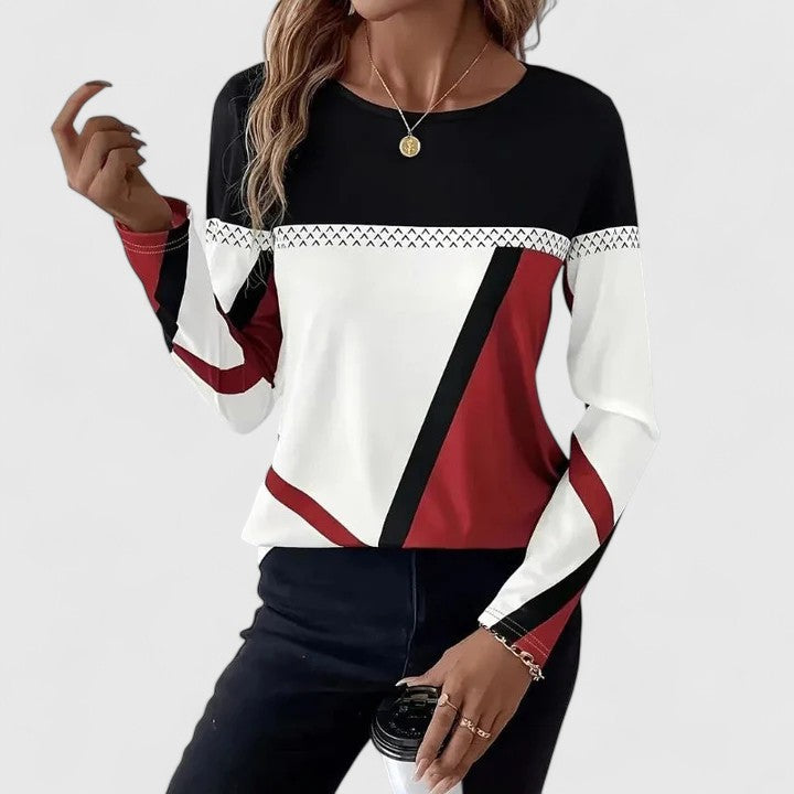 Women’s Long Sleeve Colorblock Crew Neck Sweater
