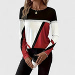 Women’s Long Sleeve Colorblock Crew Neck Sweater