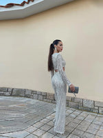 Women's Long Sleeve Crop Top And Pants Sequin Set