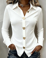 Women’s Long Sleeve Heart Button-Down Shirt