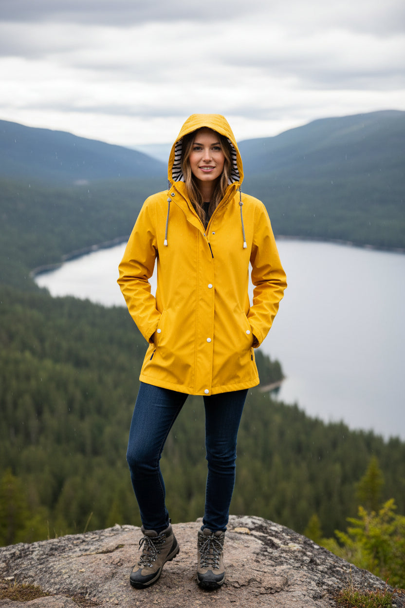 Women's Long Sleeve Hooded Waterproof Rain Jacket