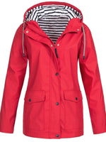 Women's Long Sleeve Hooded Waterproof Rain Jacket