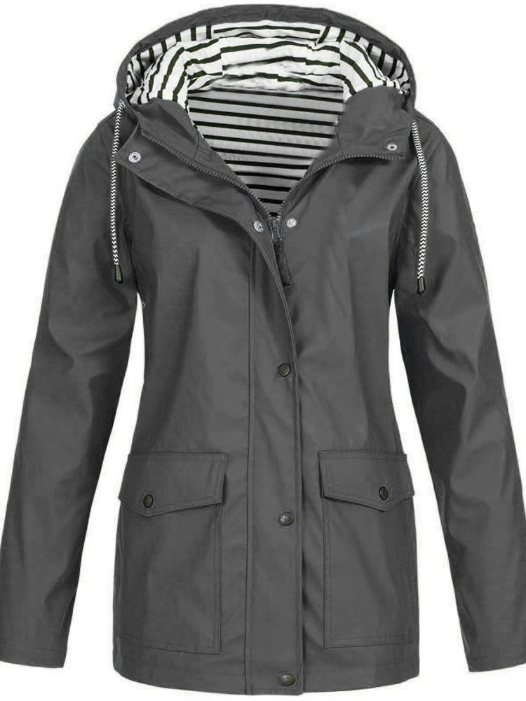 Women's Long Sleeve Hooded Waterproof Rain Jacket
