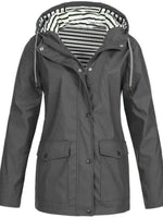 Women's Long Sleeve Hooded Waterproof Rain Jacket