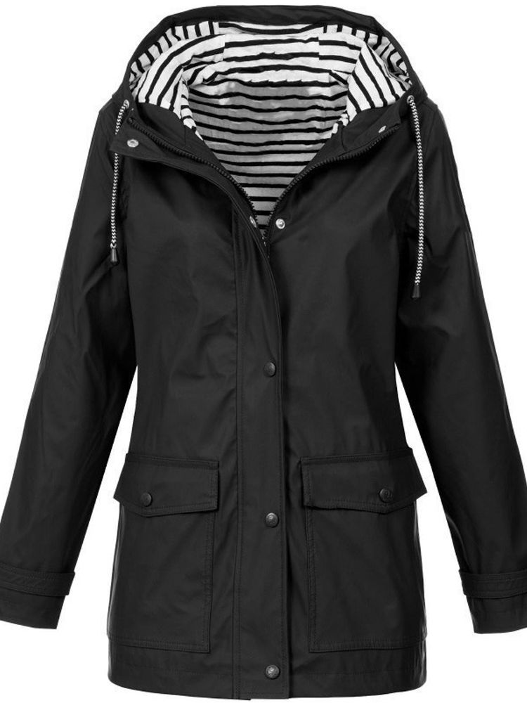 Women's Long Sleeve Hooded Waterproof Rain Jacket