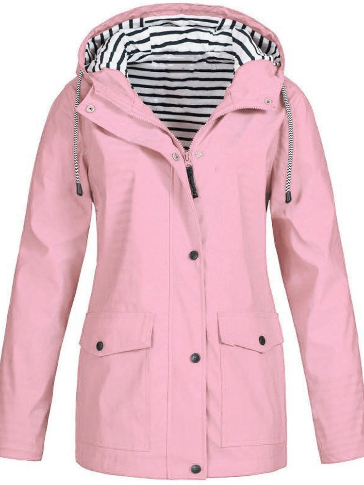Women's Long Sleeve Hooded Waterproof Rain Jacket