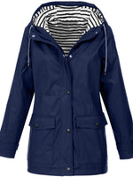 Women's Long Sleeve Hooded Waterproof Rain Jacket