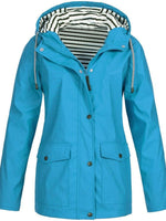 Women's Long Sleeve Hooded Waterproof Rain Jacket