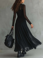 Women's Long Sleeve Ruffled Hem Maxi Dress