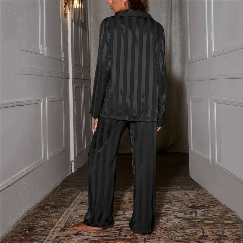 Women’s Long Sleeve Stripe Button Front 2 Piece Pajama Set