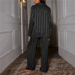 Women’s Long Sleeve Stripe Button Front 2 Piece Pajama Set