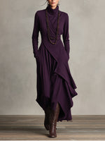 Women’s Long Sleeve Turtleneck Wrap Maxi Dress