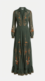 Women's Long Sleeve V Neck Boho Maxi Dress