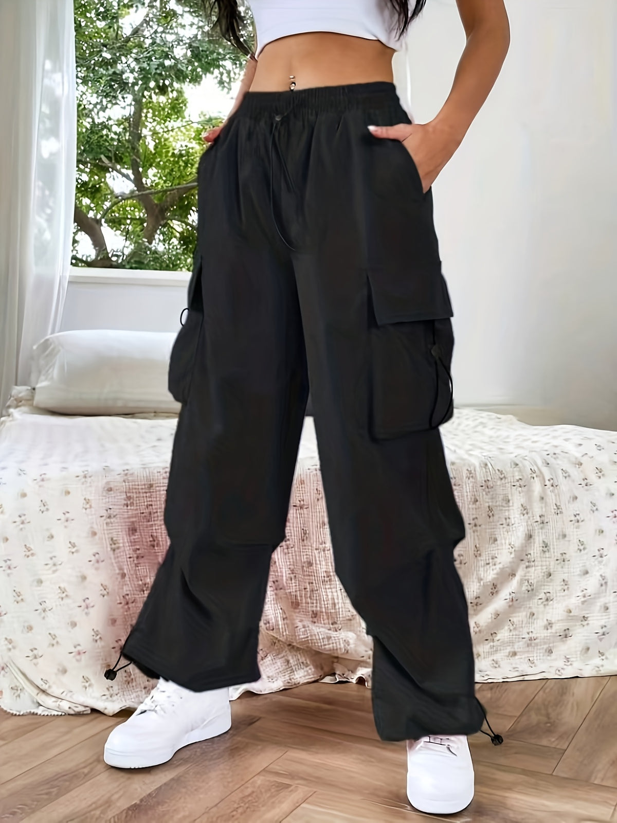 Women’s Loose Fit Cargo Parachute Pants