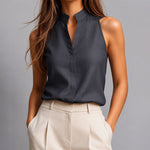 Women's Mandarin Collar Sleeveless Blouse