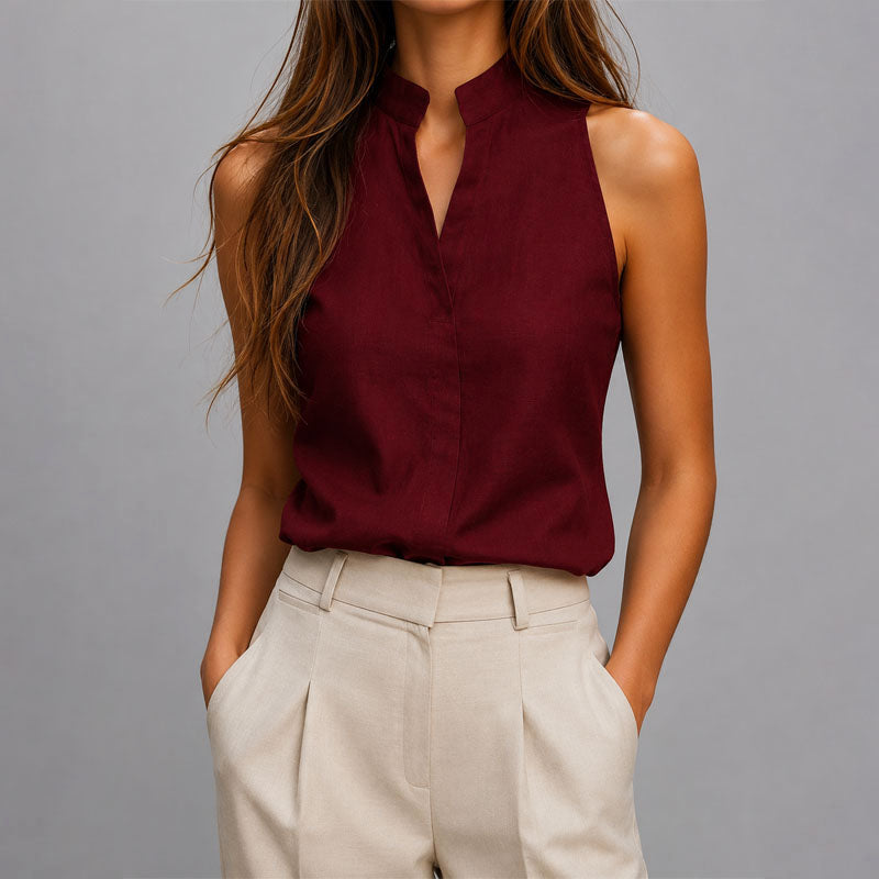 Women's Mandarin Collar Sleeveless Blouse
