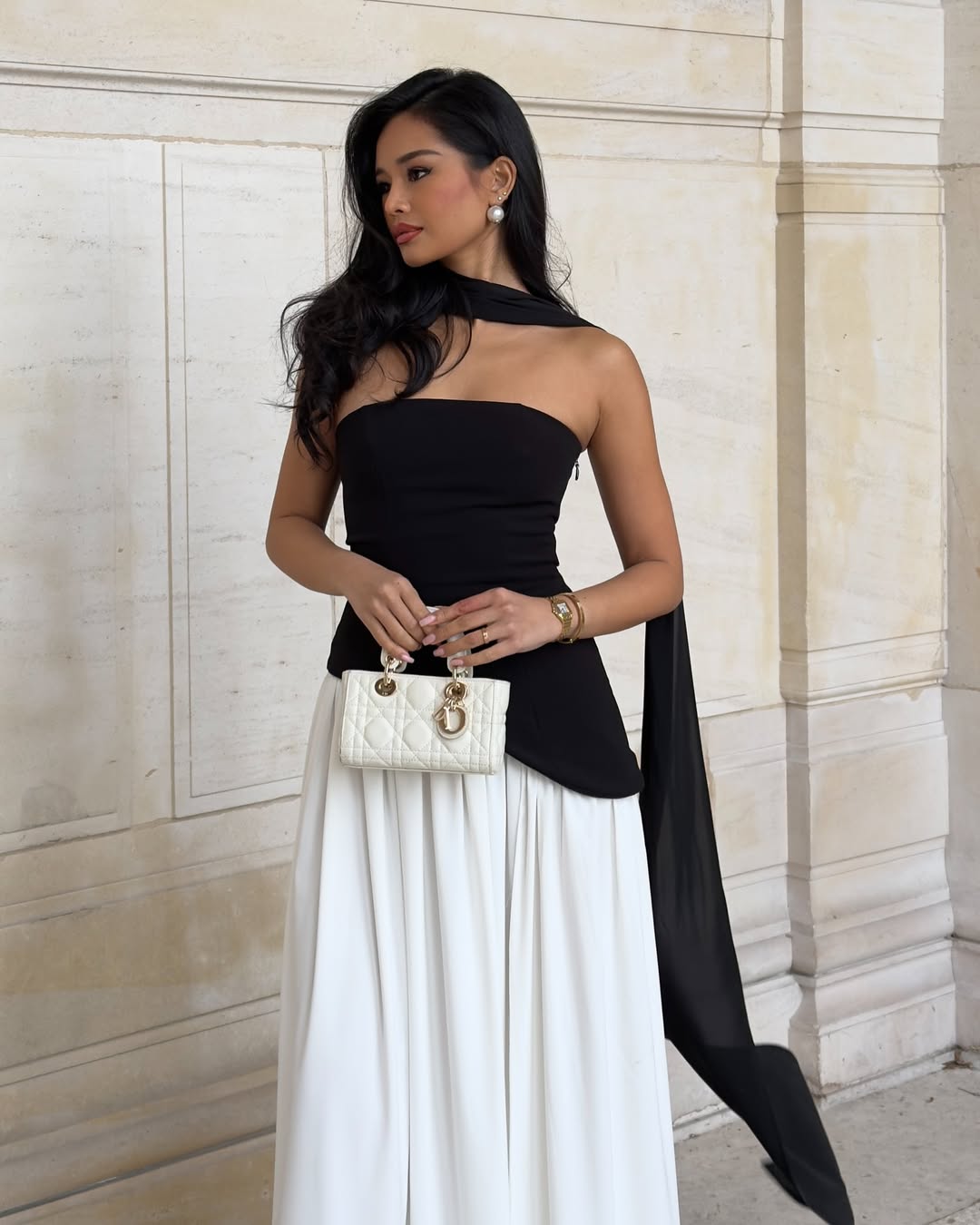 scarf dress wedding guest Women's Maxi Strapless Scarf Neck Asymmetric Side Slit Wedding Guest Dress, Black / S