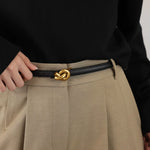 Women’s Metal Knot Buckle Leather Look Belt