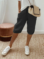 Women's Mid-Length Drawstring Shorts With Rolled Cuffs