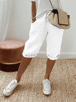 Women's Mid-Length Drawstring Shorts With Rolled Cuffs