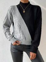 Women's Mock-Neck Asymmetric Cable Knit Sweater