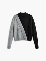 Women's Mock-Neck Asymmetric Cable Knit Sweater