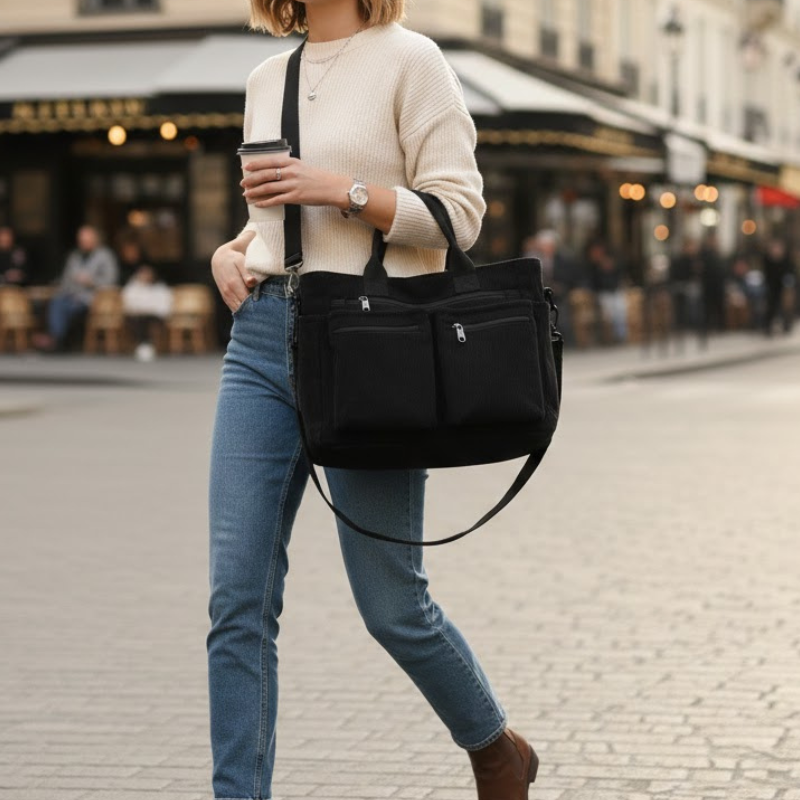 Women’s Multi Pocket Corduroy Crossbody Bag